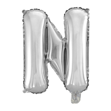  Ezüst színű, betű alakú fólia lufi, léggömb – N party kellék