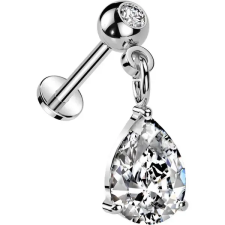  Ezüst Színű Csepp Alakú Push-in Labret Piercing Cirkónia Kővel egyéb ékszer