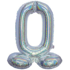  Ezüst színű hologramos lábas lufi - 0 party kellék