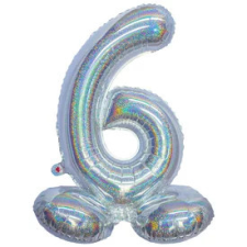  Ezüst színű hologramos lábas lufi - 6 party kellék