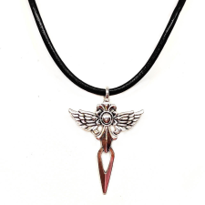  Ezüst színű látványos Szárnyas Tőr medál fekete bőr nyaklánccal nyaklánc