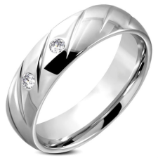  Ezüst színű nemesacél gyűrű ékszer, cirkónia kristállyal -6 gyűrű