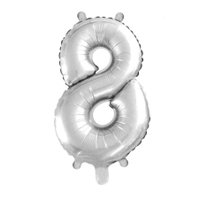 Ezüst színű szám fólia lufi – 8 party kellék