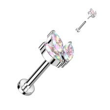  Ezüst Színű Titánium Egyenesszárú Labret Piercing Színes Apró Cirkónia Kövekkel egyéb ékszer