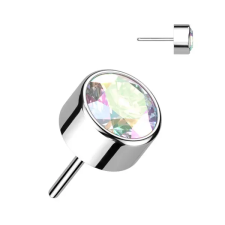  Ezüst Színű Titánium Piercing Vég Színes Cirkónia Kővel - 3 mm egyéb ékszer