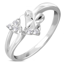  Ezüst színű, virág alakú gyűrű, cirkónia kristállyal-7 gyűrű