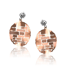  Ezüst Toscana Fülbevaló—kör, rosé fülbevaló