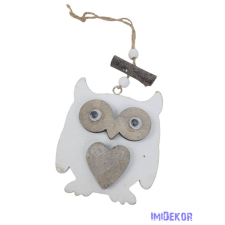  Fa bagoly szívvel - Fehér dekorációs kellék