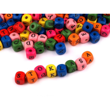  Fa betűgyöngy színes kocka 10x10 mm gyöngy