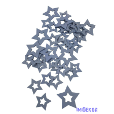  Fa dekor lyukas csillag mix - Szürke dekorációs kellék