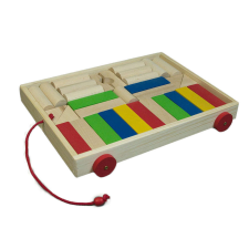  Fa építőkocka húzós kocsi fajáték