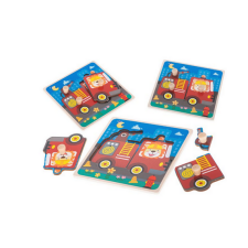  Fa fogantyús formabeillesztő -  tűzoltóautó egyéb bébijáték