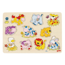 Fa fogantyús kirakó - Állatkölykök puzzle, kirakós
