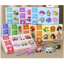  Fa fűzőcskés fejlesztőjáték, mintakövetési lehetőséggel   - több témával (Qiyi) kreatív és készségfejlesztő