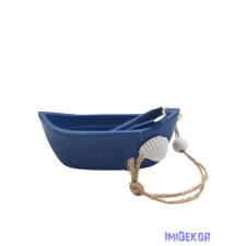  Fa hajó kagylóval 9,5cm - Sötétkék dekorációs kellék