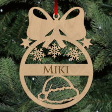  Fa karácsonyfadísz - Egyedi neves - Mikulás sapka karácsonyfadísz