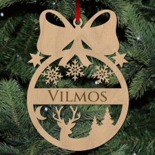  Fa karácsonyfadísz - Egyedi neves - Szarvas karácsonyfadísz