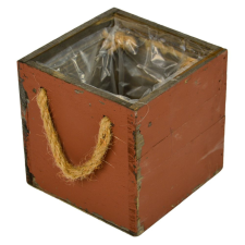  Fa kötélfüles fiók bélelt barna-terra M12x12x12cm dekorációs kellék