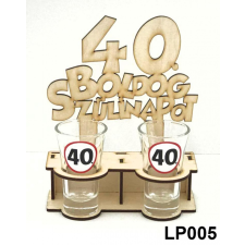 Fa pálinkás pohár tartó - 40. Boldog Szülinapo ajándéktárgy
