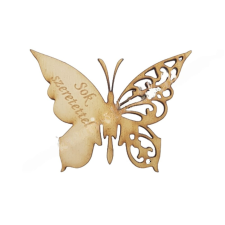  Fa pillangó, Sok szeretettel felirattal, 6x4,5 cm ajándéktárgy