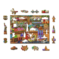 Fa puzzle figurákkal - Virágbolt puzzle, kirakós