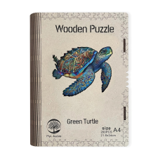Fa puzzle zöld teknős puzzle, kirakós