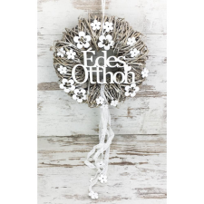 Fa - "Édes Otthon" felirat koszorúra fehér 11,5x20cm dekorációs kellék