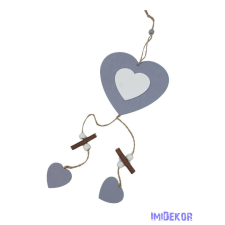  Fa szív függő kb 40cm - Szürke dekorációs kellék