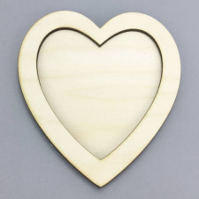  Fa szív kerettel 13cm x 15cm dekorációs kellék
