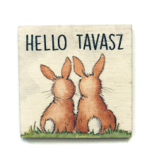  Fa tábla - Hello tavasz nyuszipompom dekorációs kellék