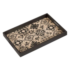 Fa tálalótálca fekete mintákkal 41x28x3,5 cm ABYZ®™ konyhai eszköz