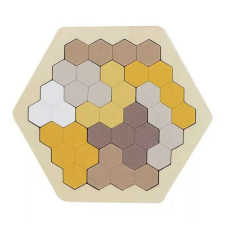  Fa tetrisz játék - hatszög - barna puzzle, kirakós