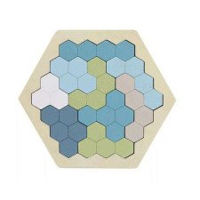  Fa tetrisz játék - hatszög - kék puzzle, kirakós