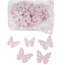 Fa virágmintás pillangó pink 3-4cm 30db-os dekorációs kellék