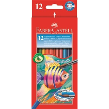 Faber-Castell Akvarell ceruza készlet, hatszögletű, ecsettel, FABER-CASTELL, 12 különböző szín színes ceruza