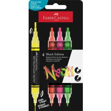 Faber-Castell Dekormarker készlet, 1,0/3,0 mm, kétvégű, akril, FABER-CASTELL Shake&amp;Paint, 4 különböző neon szín (TFC285505) filctoll, marker
