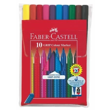 Faber-Castell Filctoll készlet, háromszögletű, FABER-CASTELL &quot;Grip&quot;, 10 különböző szín filctoll, marker