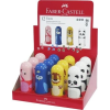 Faber-Castell Hegyezõ, egylyukú, tartályos, radírral, display, FABER-CASTELL "Faces", vegyes minták