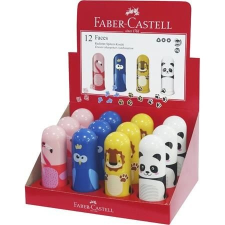 Faber-Castell Hegyezõ, egylyukú, tartályos, radírral, display, FABER-CASTELL "Faces", vegyes minták radír