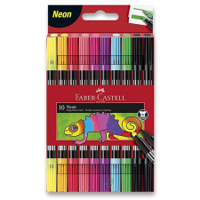 Faber-Castell kétoldalas, 10 szín, neon filctoll, marker