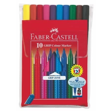 Faber-Castell Rostirón készlet, háromszögletû, FABER-CASTELL "Grip", 10 különbözõ szín filctoll, marker