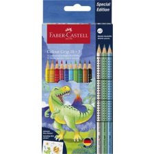 Faber-Castell Színes ceruza készlet, háromszögletű, FABER-CASTELL "Grip Dinoszaurusz" 10+3 különböző szín színes ceruza