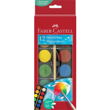 Faber-Castell Vízfesték, 12 darabos, 30 mm, ecsettel, FABER-CASTELL (TFC125018) kréta, festék és papír