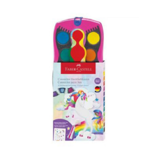 Faber-Castell : Vízfesték 12db-os szett unikornis matricákkal és szivárványos csillámmal kréta, festék és papír