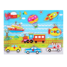 Fából készült kreatív járműves fa puzzle (BBI-7880-4) puzzle, kirakós