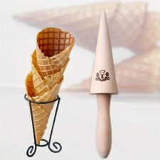Fából készült pizzelle gördítő és krumkake kúp készítő konyhai eszköz
