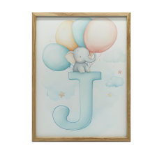 FAKERETES FALI PLAKÁT ÉDES ELEFÁNT BETŰ J 30x40 CM grafika, keretezett kép