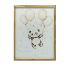 FAKERETES FALI PLAKÁT MOSOLYGÓ PANDA 70x100 CM grafika, keretezett kép
