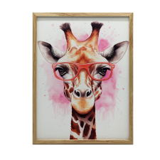  FAKERETES FALI PLAKÁT RÓZSASZINT SZEMVEVEGES ZSIRÁF 50x70 CM grafika, keretezett kép