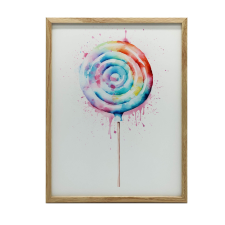 FAKERETES PLAKÁT FALRA SÖTÉTBARNA SZIVÁRVÁNY LOLLY 70x100 CM grafika, keretezett kép
